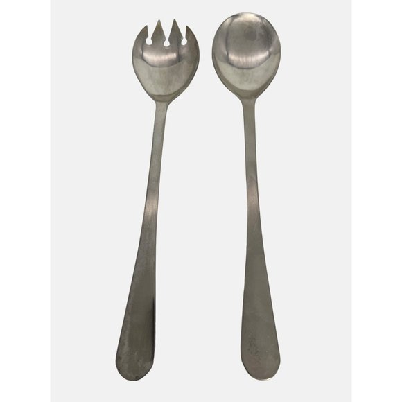 Vintage Serving Spoon & Fork Salad Set Silver Plated Italy 9" Long - Picture 1 of 7
